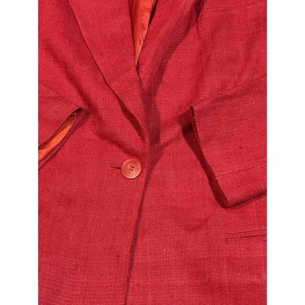 Vtg Lord & Taylor Size 12Red 100% Silk‎ Blazer E0130